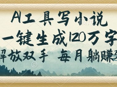 AI工具写小说，一键生成120万字，解放双手，每月躺赚3w+