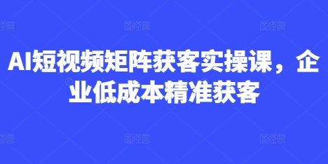 AI短视频矩阵获客实操课，企业低成本精准获客
