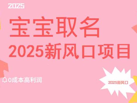 2025新风口项目宝宝取名,0成本高利润,附保姆级教程,月入过万不是梦