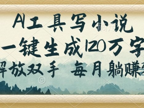 AI工具写小说，一键生成120万字，解放双手，每月躺赚3w+