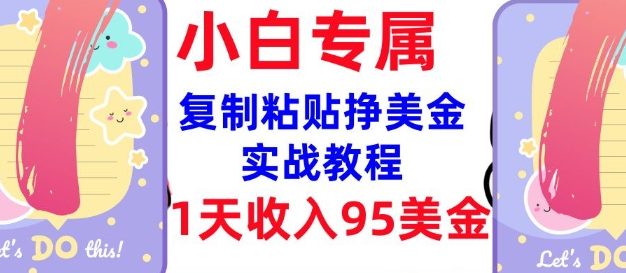 复制粘贴挣美金，0门槛，1天收入95美刀，3分钟学会，内部教程(首次公开)