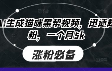 即梦AI生成猫咪黑帮视频,迅速起号涨粉,一个月5k