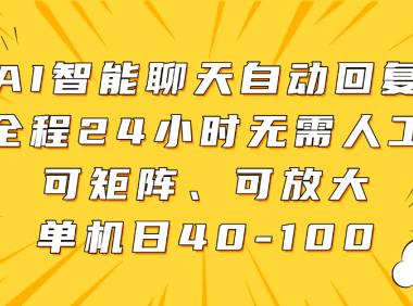 AI智能聊天自动回复,全程24小时无需人工,可矩阵、可放大,单机日40-100