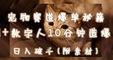 宠物赛道爆单秘籍：AI+数字人10分钟造爆款，日入1k