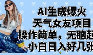 AI生成爆火天气女友项目,操作简单,无脑起号,小白日入好几张