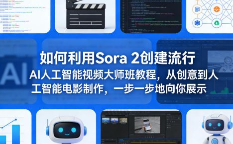 如何利用Sora 2创建流行AI人工智能视频大师班教程，从创意到人工智能电影制作，一步一步地向你展示