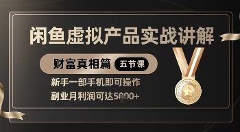 精品！闲鱼虚拟产品实战讲解，新手一部手机即可操作，副业月利润可达5k+
