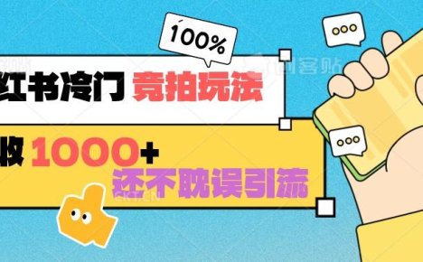 小红书冷门 竞拍玩法 日收1000+ 不耽误引流 可以做店铺 可以做私域
