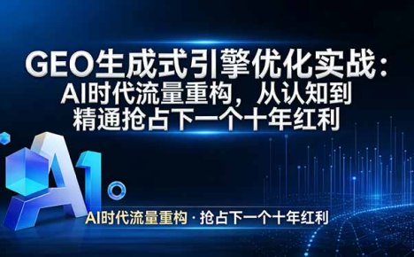 GEO 生成式引擎优化实战:AI时代流量重构,从认知到精通抢占下一个十年红利