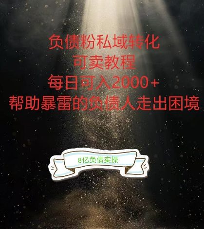 负债粉掘金计划，帮助负债者解决问题，债务规划，债务重组，最好的变现方式【揭秘】