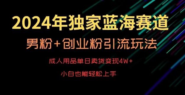 2024年独家蓝海赛道，成人用品单日卖货变现4W+，男粉+创业粉引流玩法，不愁搞不到流量【揭秘】