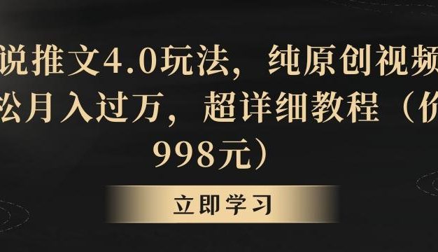小说推文4.0玩法，纯原创视频，轻松月入过万，超详细教程(价值998元)【揭秘】