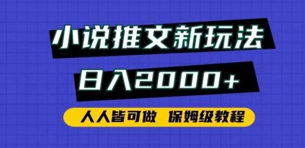 小说推文新玩法，日入2000+，人人皆可做，保姆级教程【揭秘】