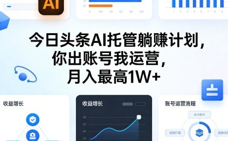 今日头条AI托管躺賺计划,你出账号我运营,月入最高1W+【揭秘】