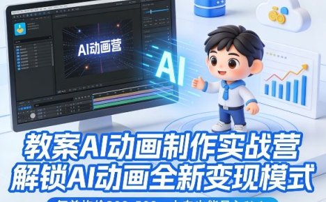 教案AI动画制作实战营,解锁AI动画全新变现模式,每单均价200-500,小白也能月入1W+