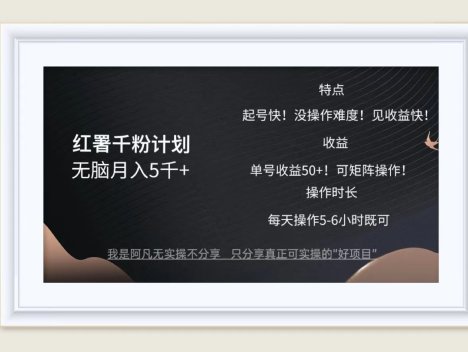 红薯千粉计划无脑月入5千+！既做既赚！