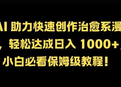 AI 助力快速创作治愈系漫画，轻松达成日入几张，小白必看保姆级教程!