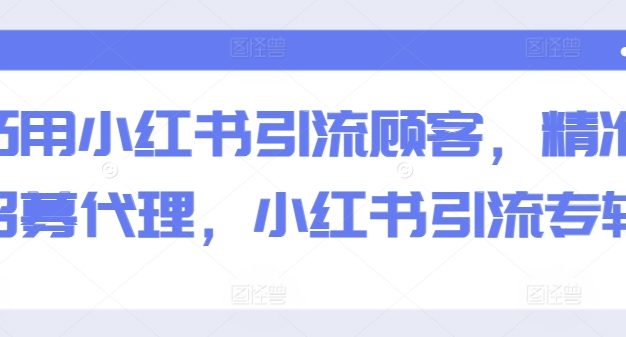 巧用小红书引流顾客，精准招募代理，小红书引流专辑