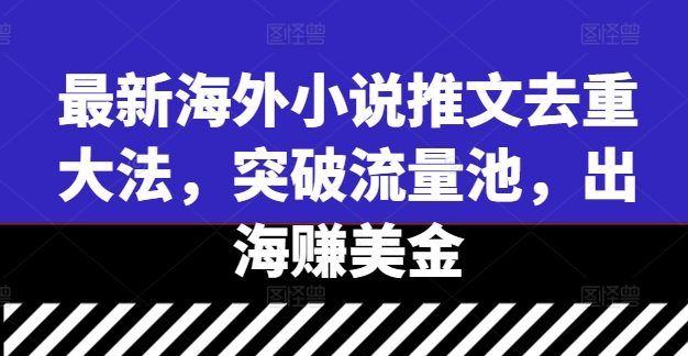 最新海外小说推文去重大法，突破流量池，出海赚美金