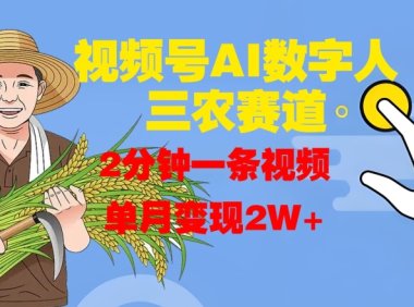 视频号AI数字人玩转三农赛道，2分钟一条视频，单月变现2W+