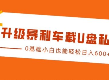 升级暴利车载U盘私域玩法，0基础小白也能轻松日入多张【揭秘】