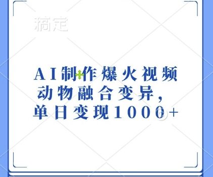 AI制作爆火视频，动物融合变异，单日变现1k