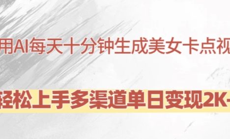 利用AI每天十分钟制作美女卡点视频,轻松上手多渠道单日变现2K+