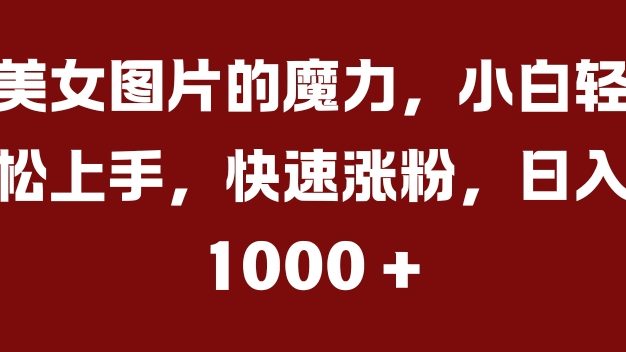 美女图片的魔力，小白轻松上手，快速涨粉，日入几张【揭秘】