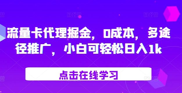 流量卡代理掘金，0成本，多途径推广，小白可轻松日入1k