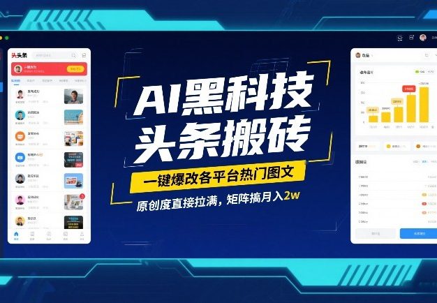 AI黑科技头条搬砖，一键爆改各平台热门图文，原创度直接拉满，矩阵搞月入2W【揭秘】