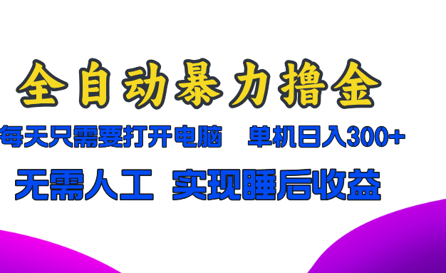 全自动暴力撸金，只需要打开电脑，单机日入300+无需人工，实现睡后收益