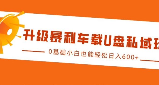 升级暴利车载U盘私域玩法，0基础小白也能轻松日入多张【揭秘】