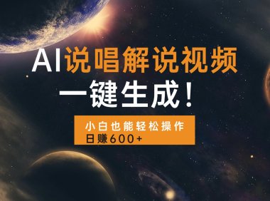 AI说唱解说视频，一键生成，小白也能轻松操作日赚600+