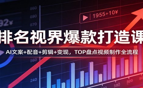 排名视界爆款打造课:AI文案+配音+剪辑+变现,TOP盘点视频制作全流程