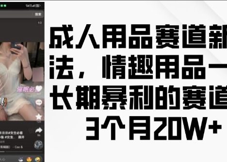 成人用品赛道新玩法,情趣用品一个长期暴利的赛道,3个月收益20个【揭秘】