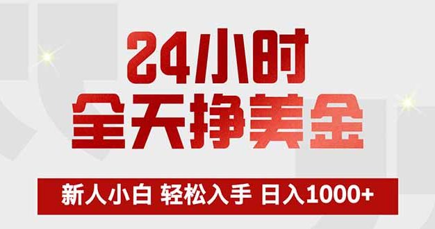 24小时全天挣美金，新人小白轻松入手，长期稳定，日入1000+