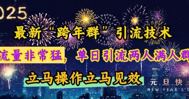 最新“跨年群”引流，流量非常猛，单日引流两人满人群，立马操作立马见效【揭秘】