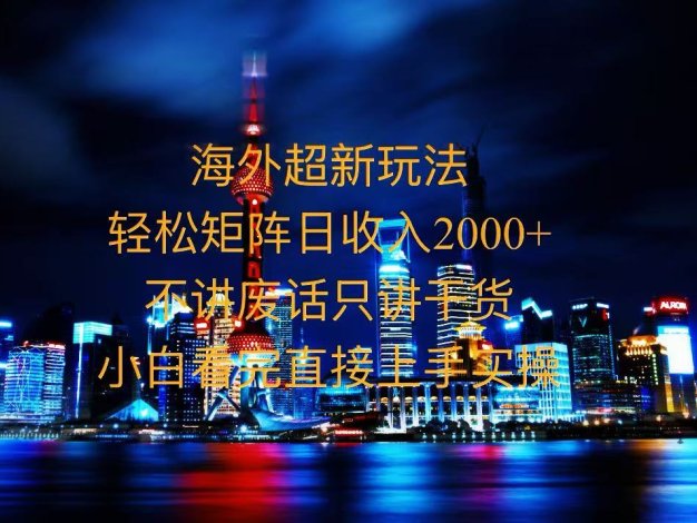 2025全新海外暴力玩法，操作简单，小白轻松上手
