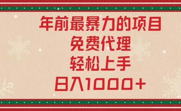 年前最暴力的项目，免费代理，轻松上手，日入1000+