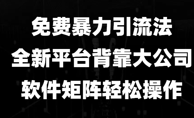 免费暴力引流法，全新平台，背靠大公司，软件矩阵轻松操作