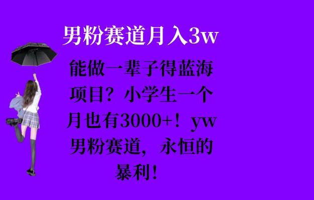 能做一辈子的蓝海项目？小学生一个月也有3000+，yw男粉赛道，永恒的暴利