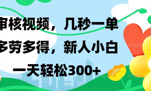 视频审核，新手可做，多劳多得，新人小白一天轻松300+