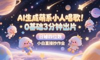 AI生成萌系小人唱歌，0基础3分钟出片，28个作品涨粉8.9W，单条最高19W赞，日入四位数，小白直接抄作业