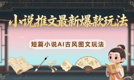 小说推文最新爆款玩法，短篇小说AI古风图文玩法