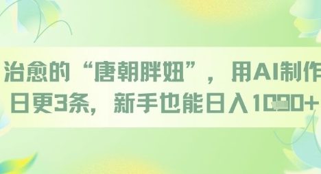 治愈的“唐朝胖妞”，用AI制作日更3条，新手也能日入多张