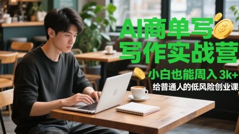AI商单写作实战营，小白也能周入3k+，给普通人的低风险创业课