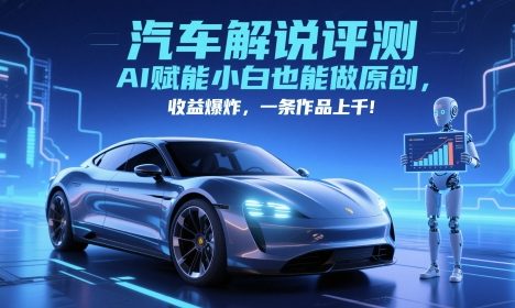 抖音汽车解说评测赛道，AI赋能小白也能做原创，收益爆炸，一条作品上千