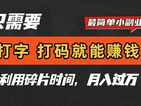 只需要打字,打码,就能赚钱?简单的赚钱小副业,利用碎片时间,月入过万