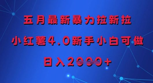五月最新暴力拉新拉，小红薯4.0新手小白可做，日入多张