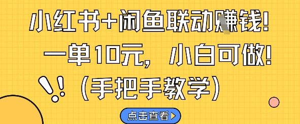 小红书+闲鱼联动挣钱，一单10元，小白可做